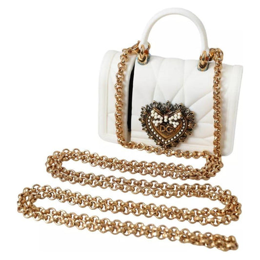 Dolce & Gabbana White Silicone Devotion Heart Bag Gold Chain Hand Airpods Case Dolce & Gabbana