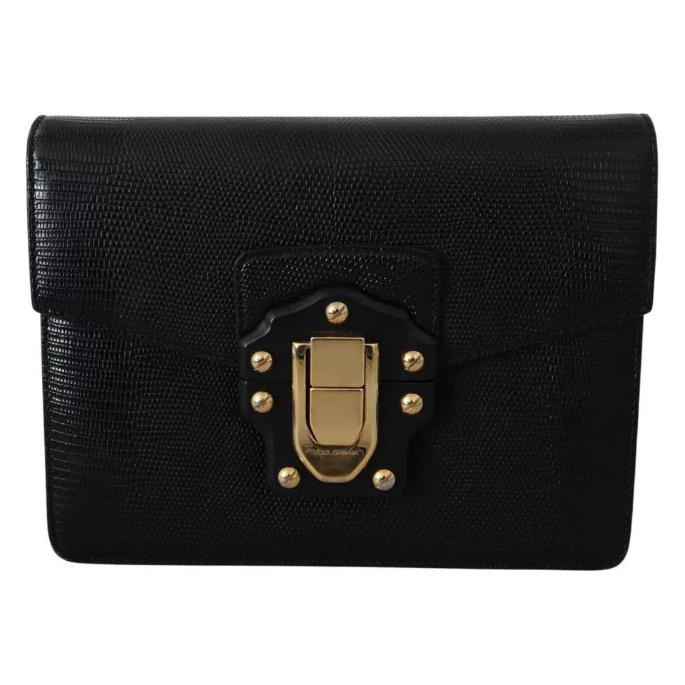 Dolce & Gabbana Black Leather Gold Metal Mini Women Purse Bag Lucia Wallet Dolce & Gabbana