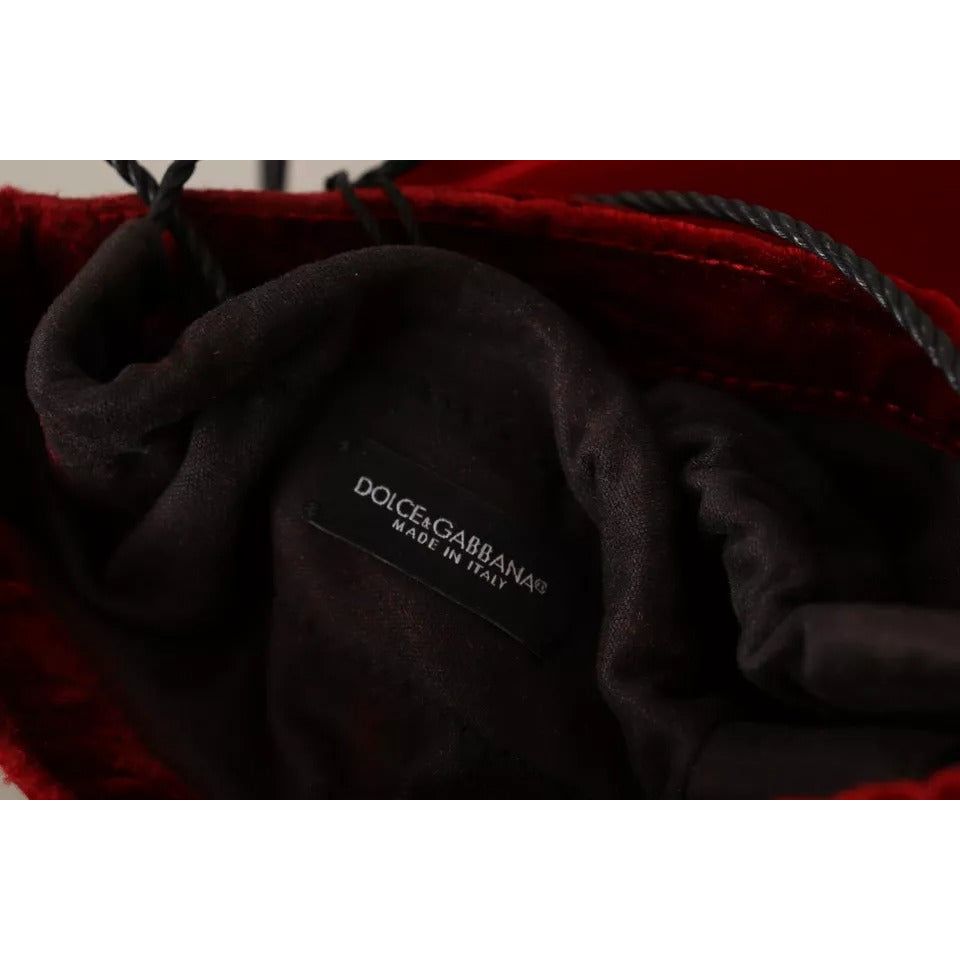 Dolce & Gabbana Red Velvet Logo Plaque Women Pouch Bag Dolce & Gabbana