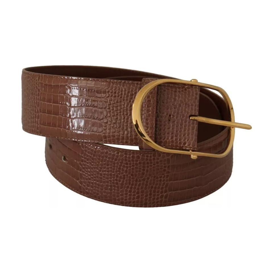 Dolce & Gabbana Brown Wide Waist Leather Gold Oval Metal Buckle Belt Dolce & Gabbana