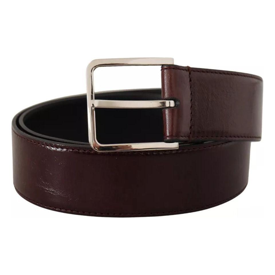 Dolce & Gabbana Dark Brown Leather Logo Engraved Metal Buckle Belt Dolce & Gabbana