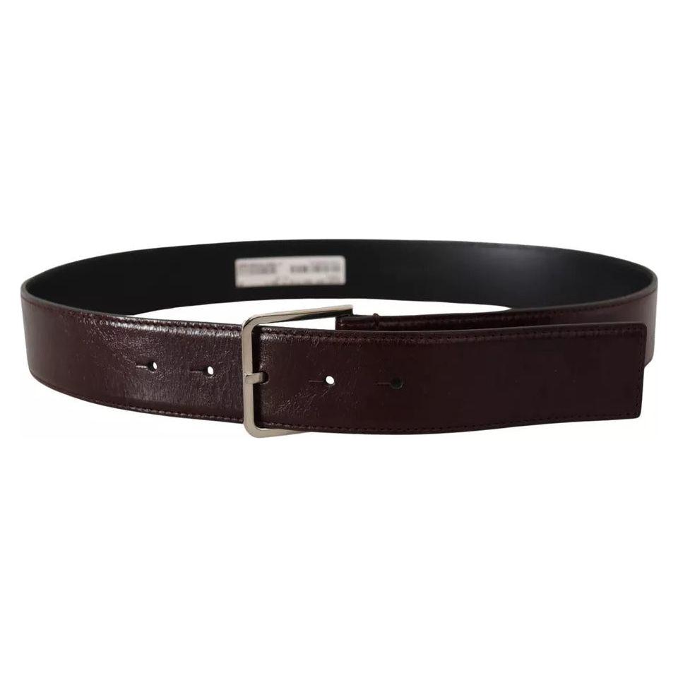 Dolce & Gabbana Dark Brown Leather Logo Engraved Metal Buckle Belt Dolce & Gabbana