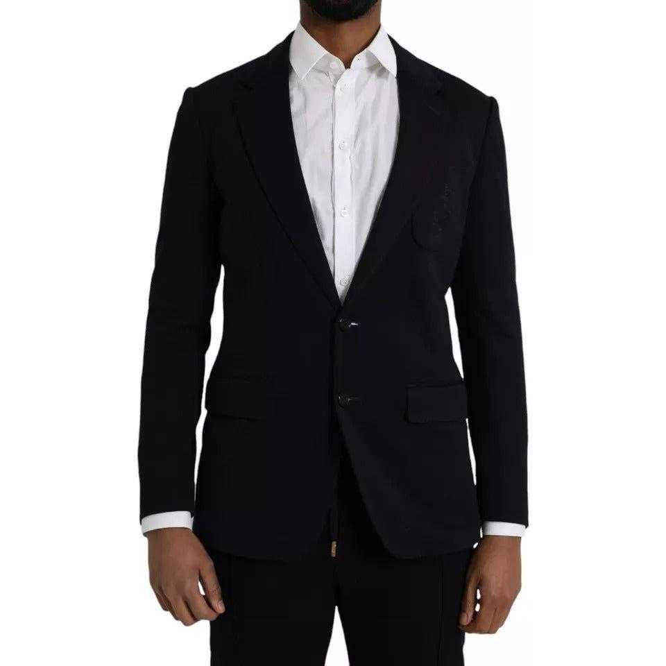 Dolce & Gabbana Blue Wool Notch Single Breasted Coat Blazer Dolce & Gabbana