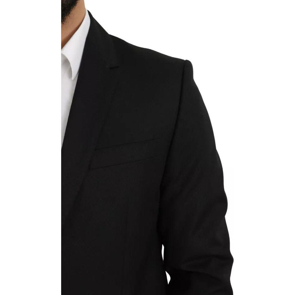 Dolce & Gabbana Black Wool Slim Fit Notch Jacket Blazer Dolce & Gabbana