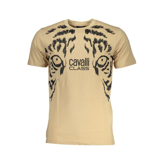 Cavalli Class Beige Cotton T-Shirt Cavalli Class