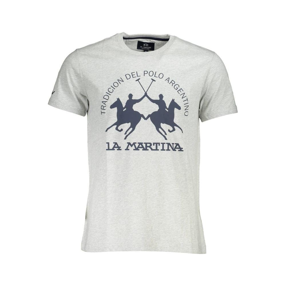 La Martina Gray Cotton Men T-Shirt La Martina