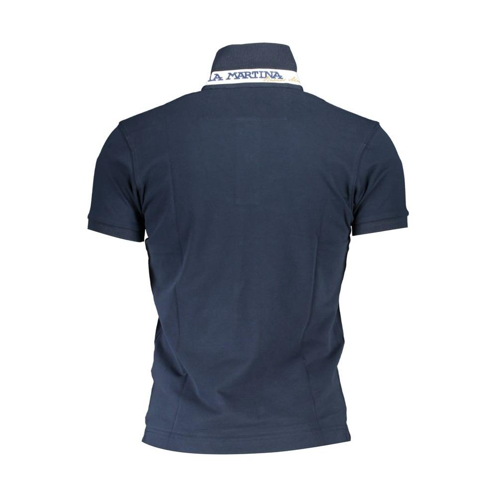 La Martina Blue Cotton Men Polo Shirt La Martina