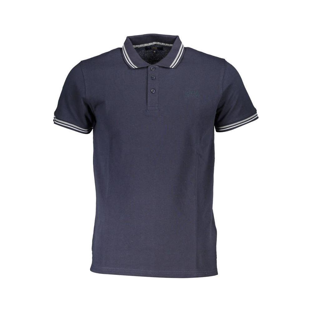 Cavalli Class Blue Cotton Polo Shirt Cavalli Class