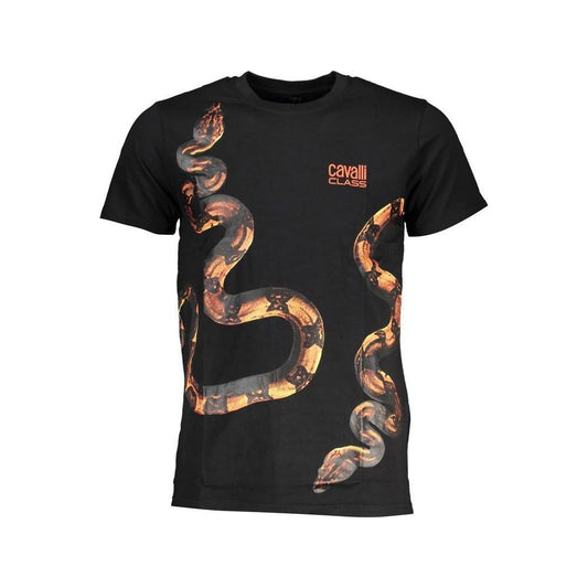 Cavalli Class Black Cotton T-Shirt Cavalli Class