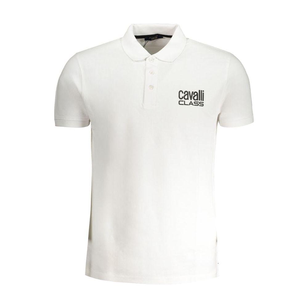 Cavalli Class White Cotton Polo Shirt Cavalli Class