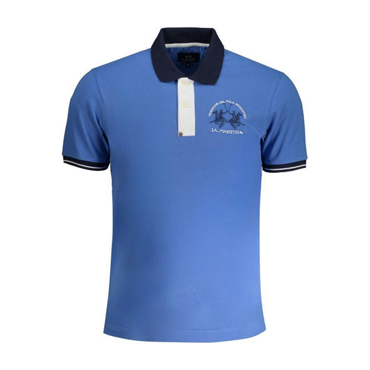 La Martina Blue Cotton Polo Shirt La Martina