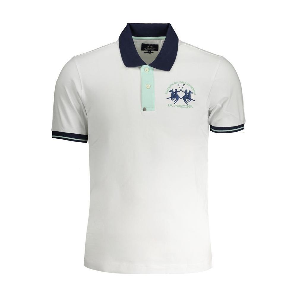 La Martina White Cotton Polo Shirt La Martina