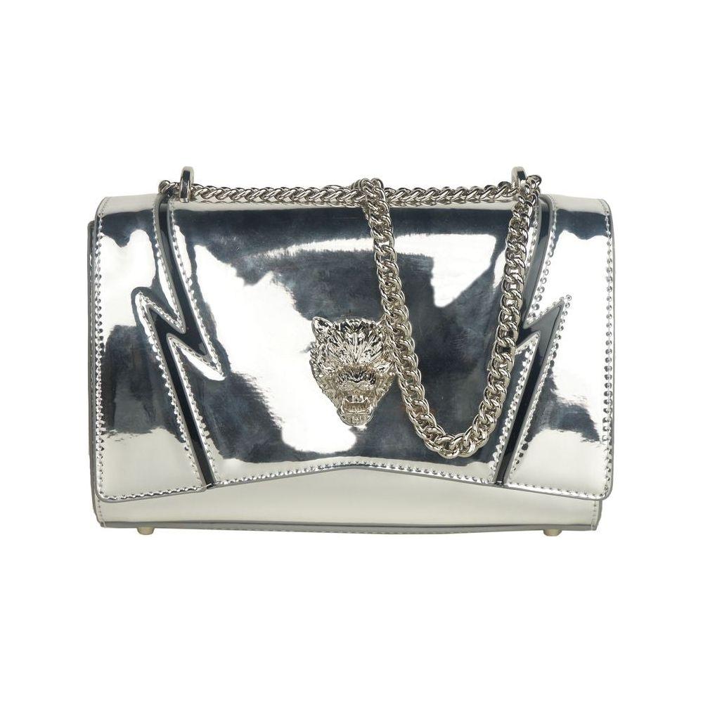 Plein Sport Elegant Gray Chain-Strapped Shoulder Bag Plein Sport