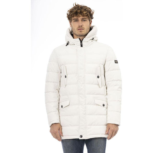 Baldinini Trend White Polyester Men's Hooded Jacket Baldinini Trend