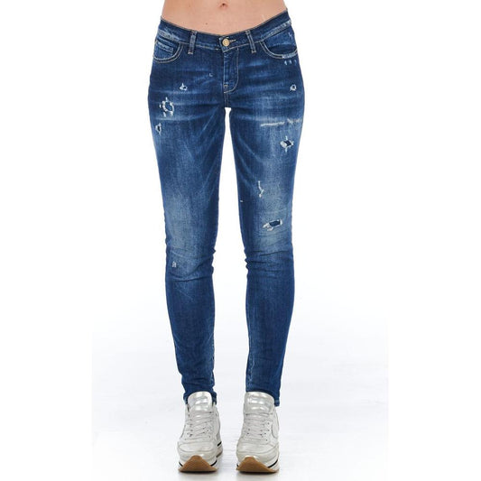 Frankie Morello Blue Cotton Women Jean Frankie Morello