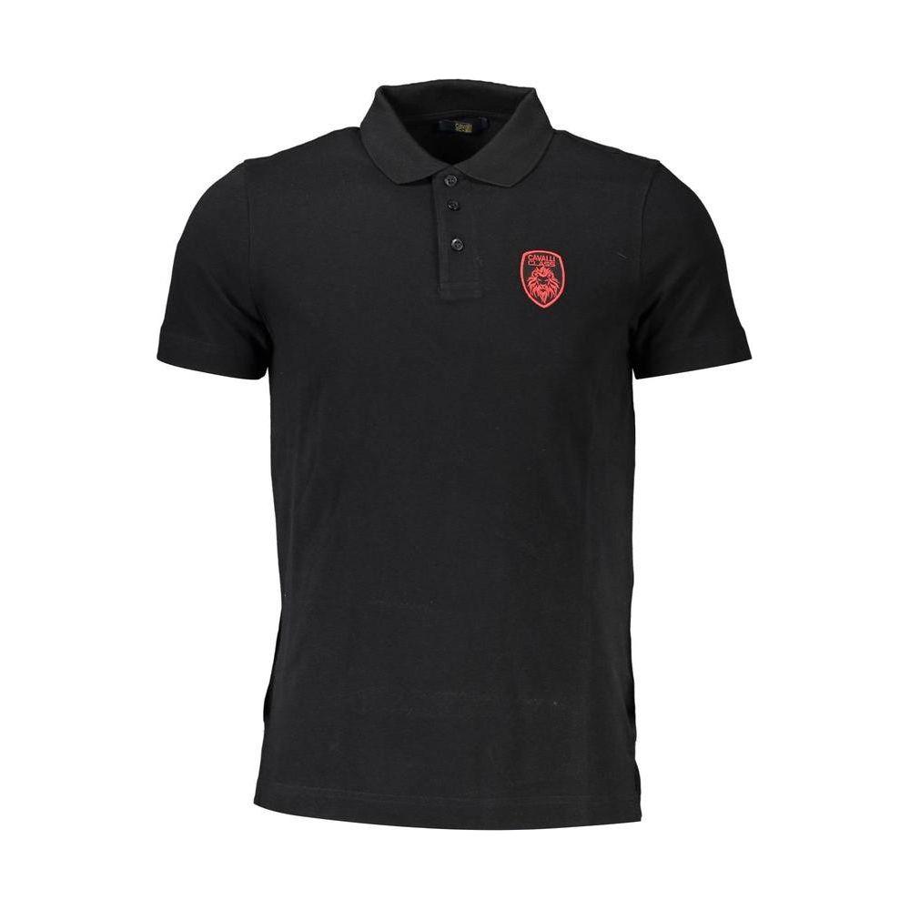 Cavalli Class Black Cotton Men Polo Shirt Cavalli Class