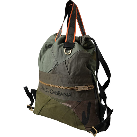 Dolce & Gabbana Military Green Patchwork Rucksack Backpack Bag Dolce & Gabbana