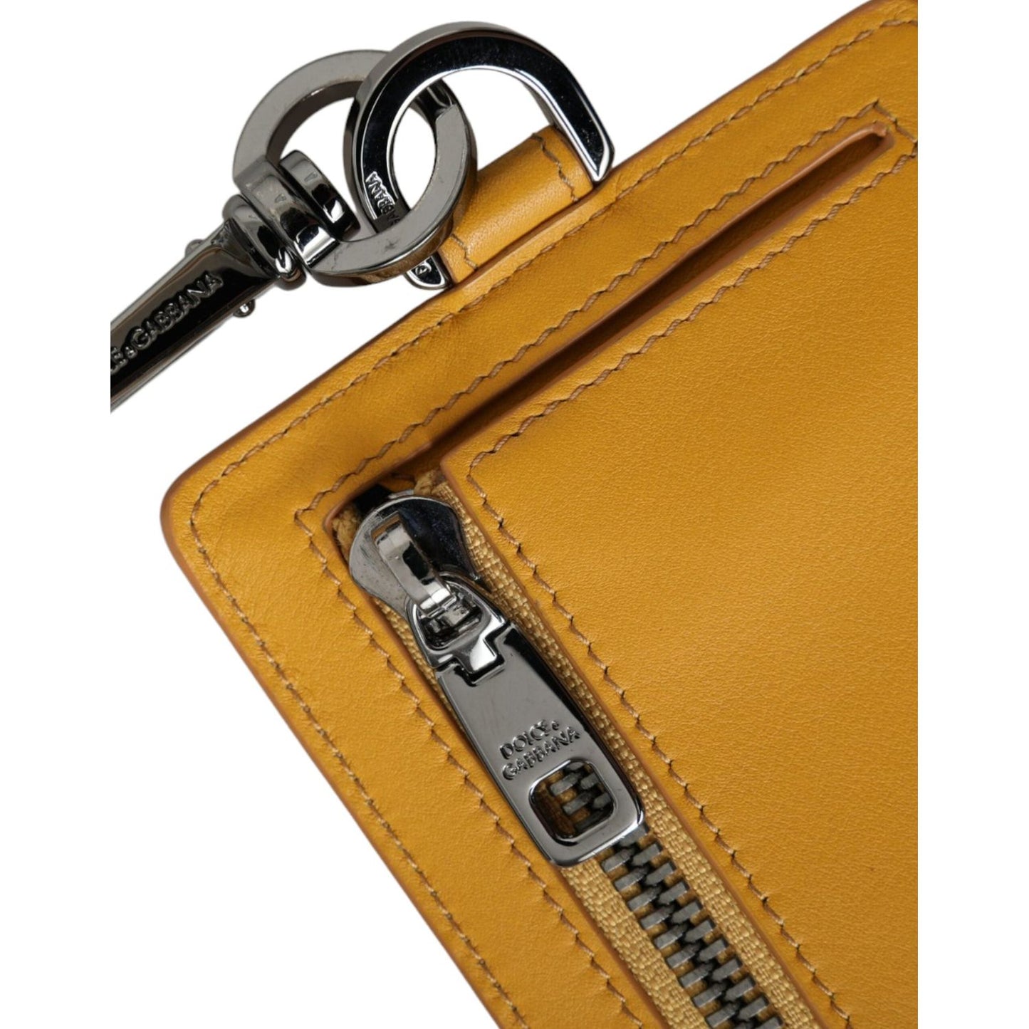 Dolce & Gabbana Orange Calf Leather Credit Card Holder Clip On Wallet Dolce & Gabbana