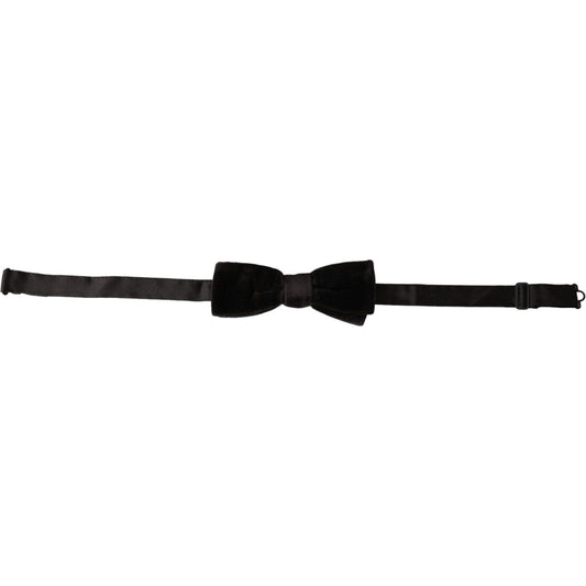 Dolce & Gabbana Black Velvet Cotton Adjustable Neck Men Bow Tie Dolce & Gabbana