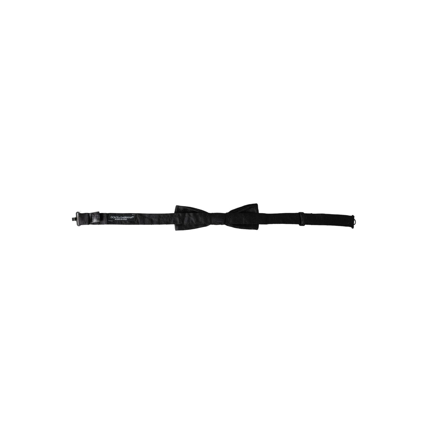 Dolce & Gabbana Black Silk Patterned Adjustable Neck Men Bow Tie