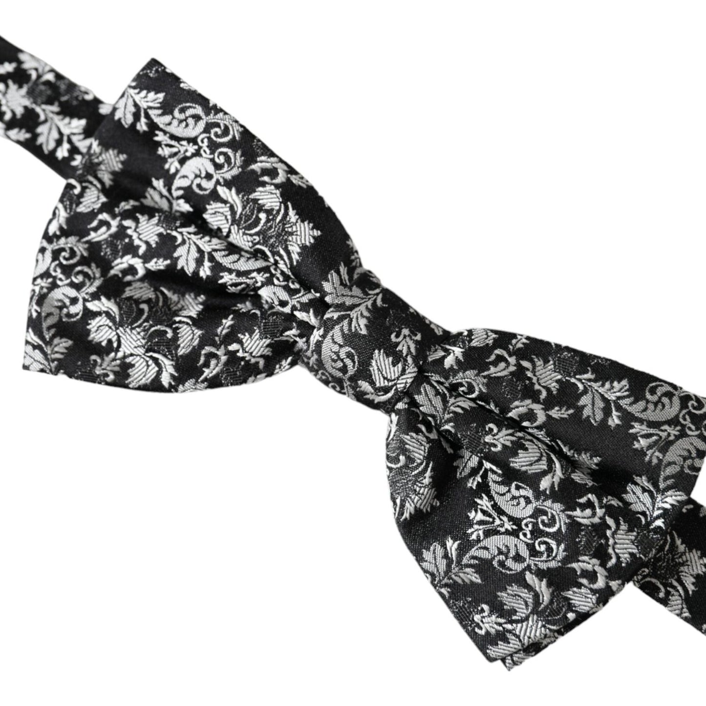 Dolce & Gabbana Black Floral Silk Adjustable Neck Men Bow Tie Dolce & Gabbana