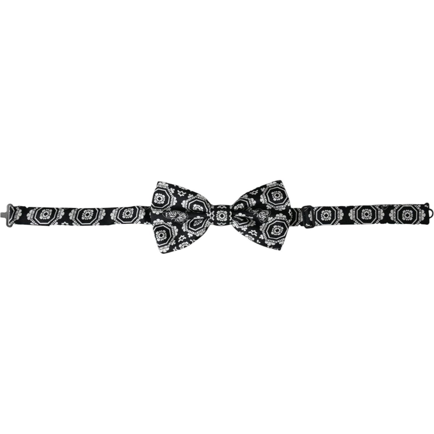 Dolce & Gabbana Black White Printed Adjustable Neck Men Bow Tie Dolce & Gabbana