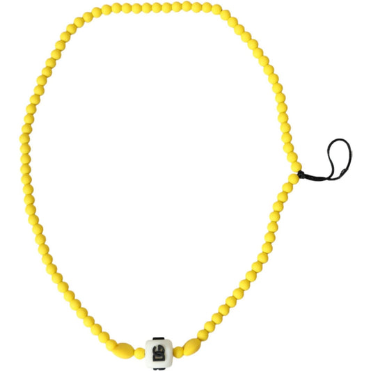 Dolce & Gabbana Yellow Beaded Chain DG Logo Charm Necklace Dolce & Gabbana