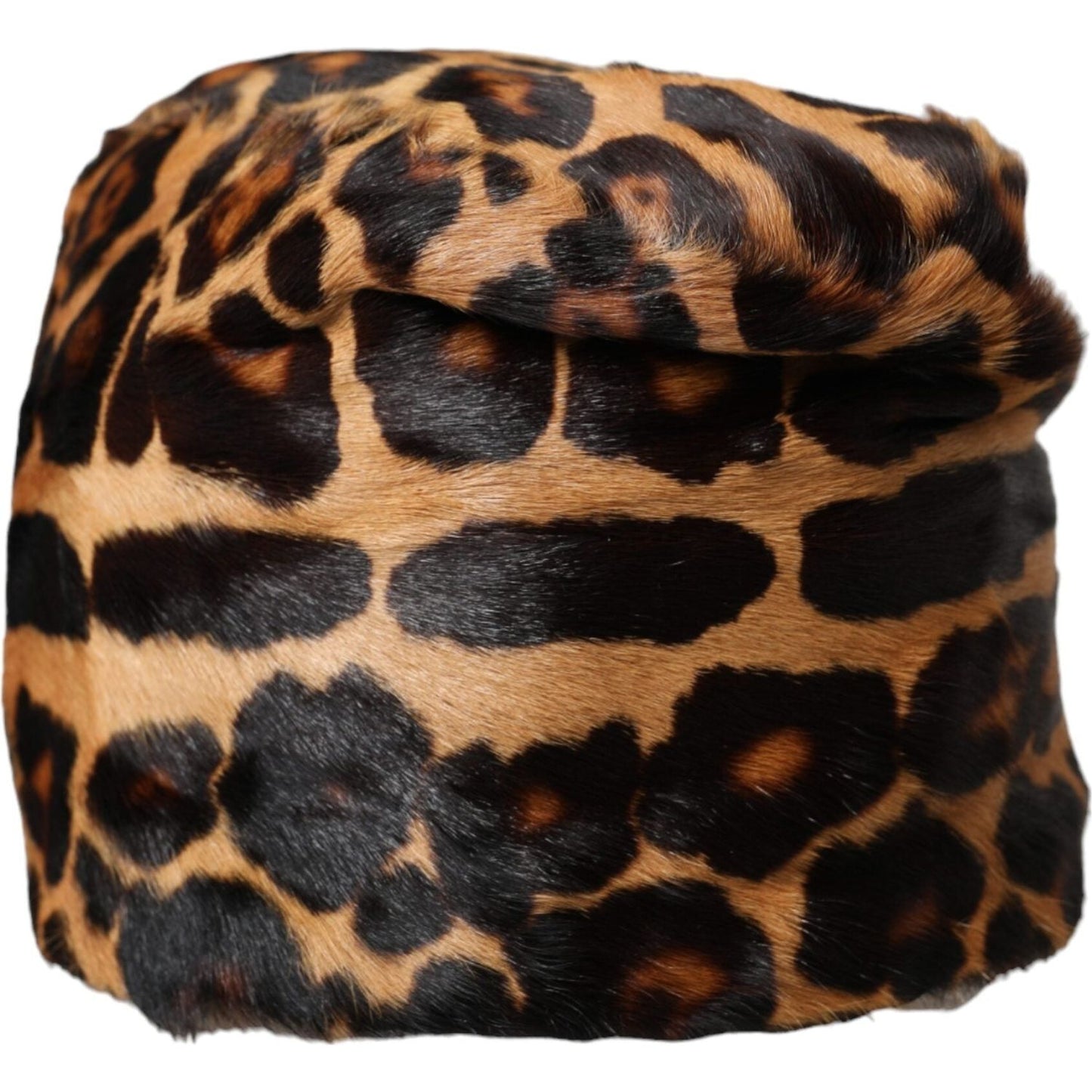 Dolce & Gabbana Brown Leopard Fur Women Bucket Hat Dolce & Gabbana