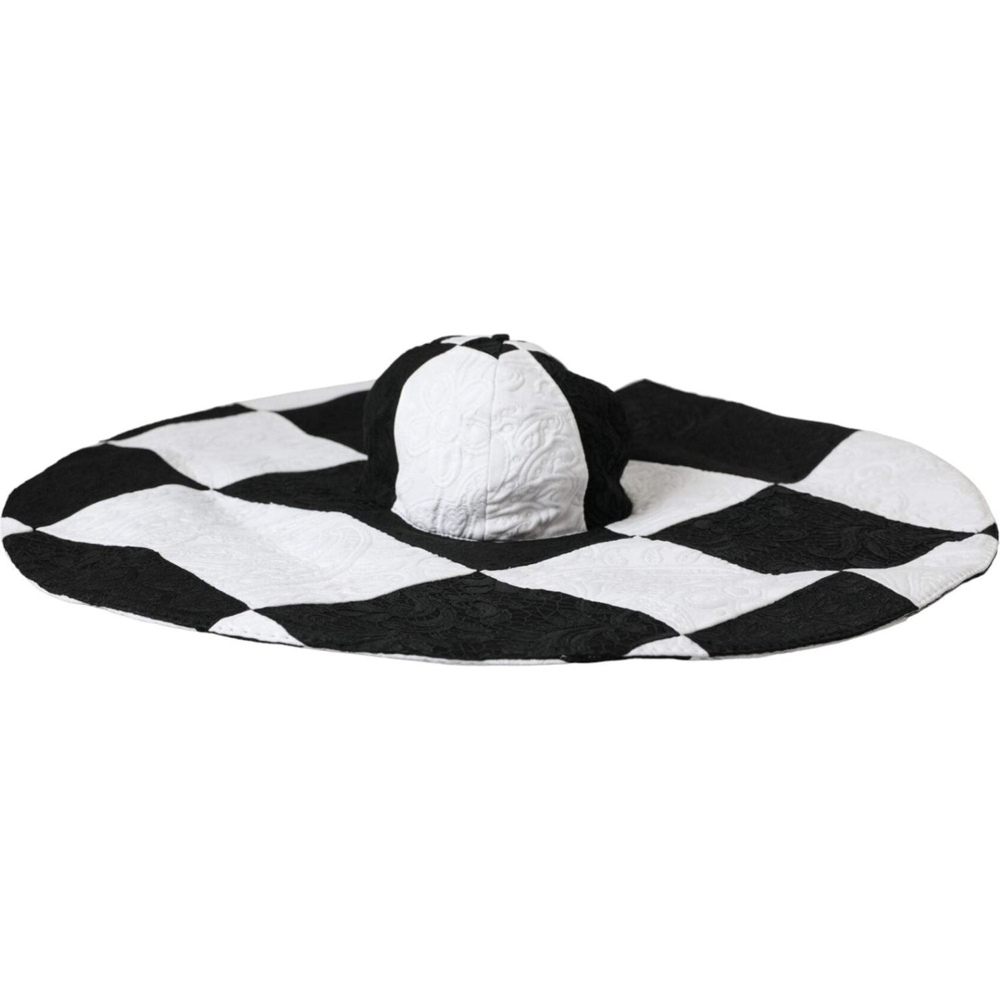 Dolce & Gabbana Black White Checkered Wide Brim Floppy Hat Dolce & Gabbana