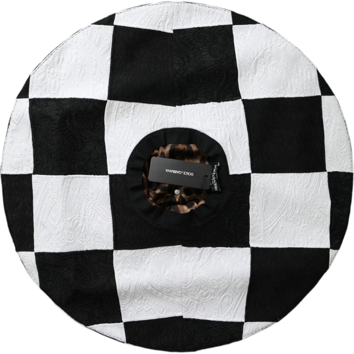 Dolce & Gabbana Black White Checkered Wide Brim Floppy Hat Dolce & Gabbana