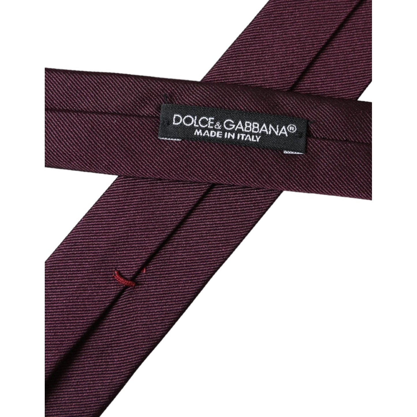 Dolce & Gabbana Bordeaux Solid 100% Silk Adjustable Men Tie Dolce & Gabbana