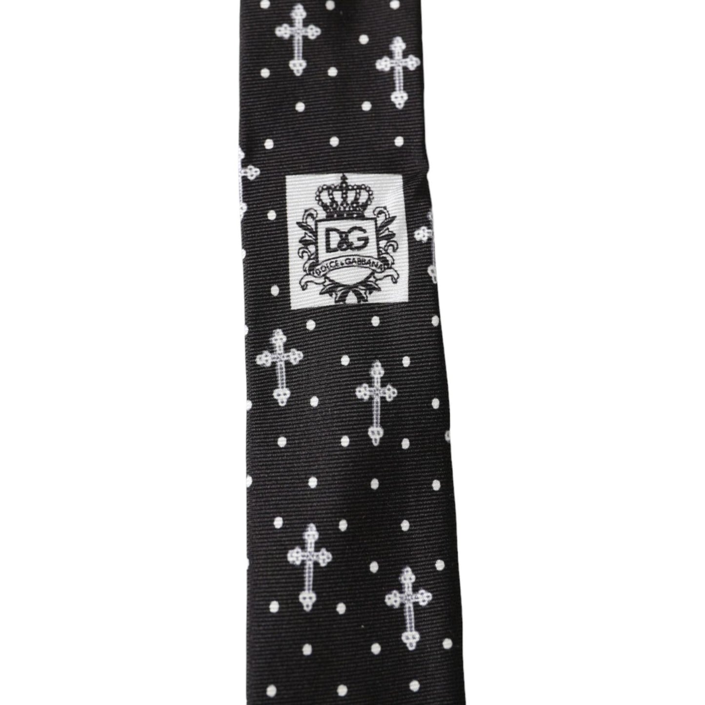 Dolce & Gabbana Black White Cross Silk Adjustable Tie Dolce & Gabbana