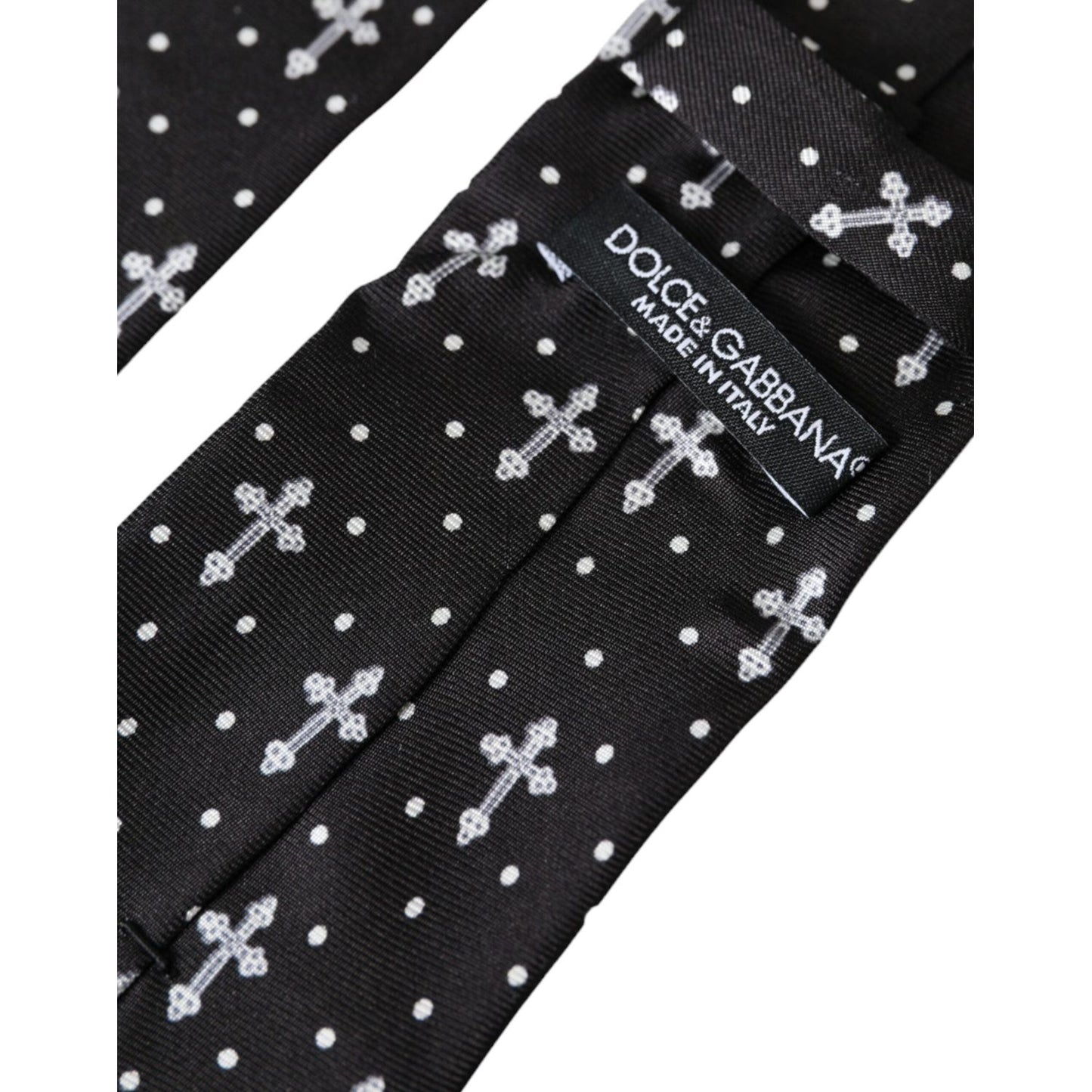 Dolce & Gabbana Black White Cross Silk Adjustable Tie Dolce & Gabbana