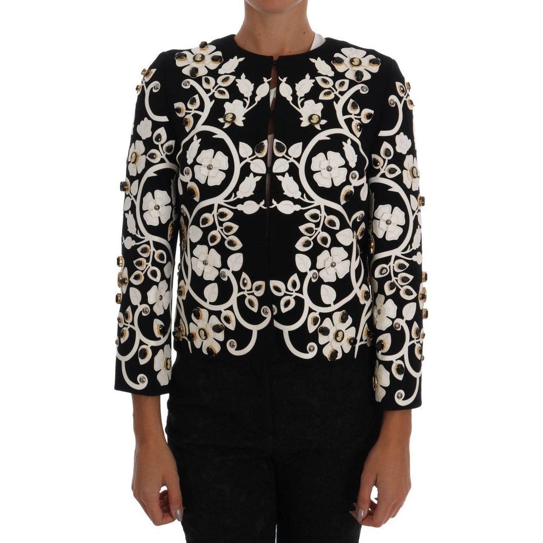 Dolce & Gabbana Floral Embroidered Crystal Wool Coat Jacket Coats & Jackets Dolce & Gabbana