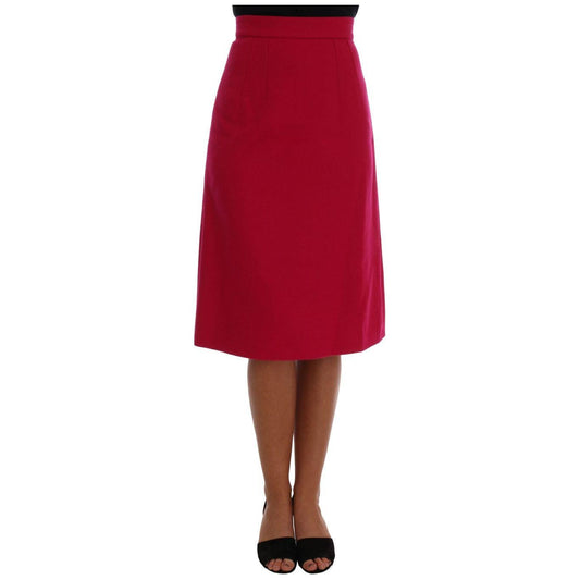 Dolce & Gabbana Elegant Pink Wool A-Line Knee-Length Skirt Dolce & Gabbana