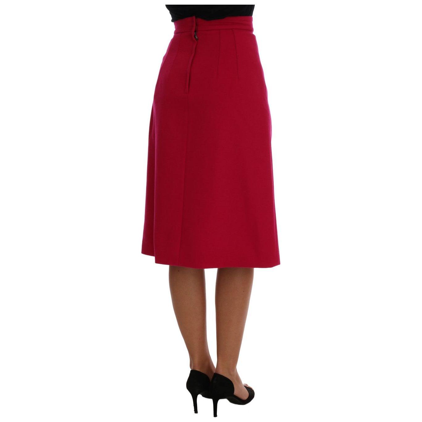 Dolce & Gabbana Elegant Pink Wool A-Line Knee-Length Skirt Dolce & Gabbana