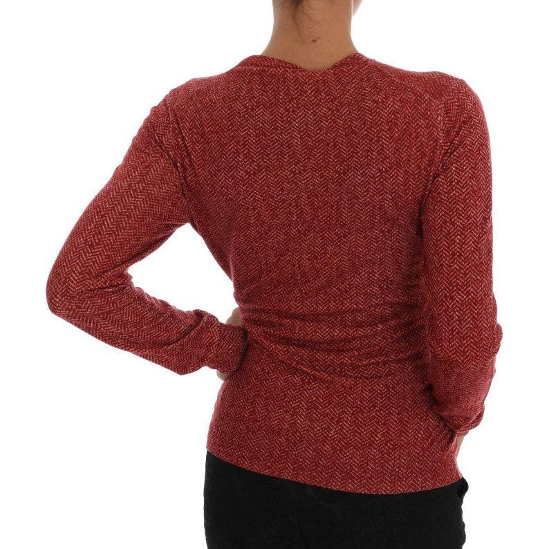 Dolce & Gabbana Red Wool Cardigan Sweater Dolce & Gabbana