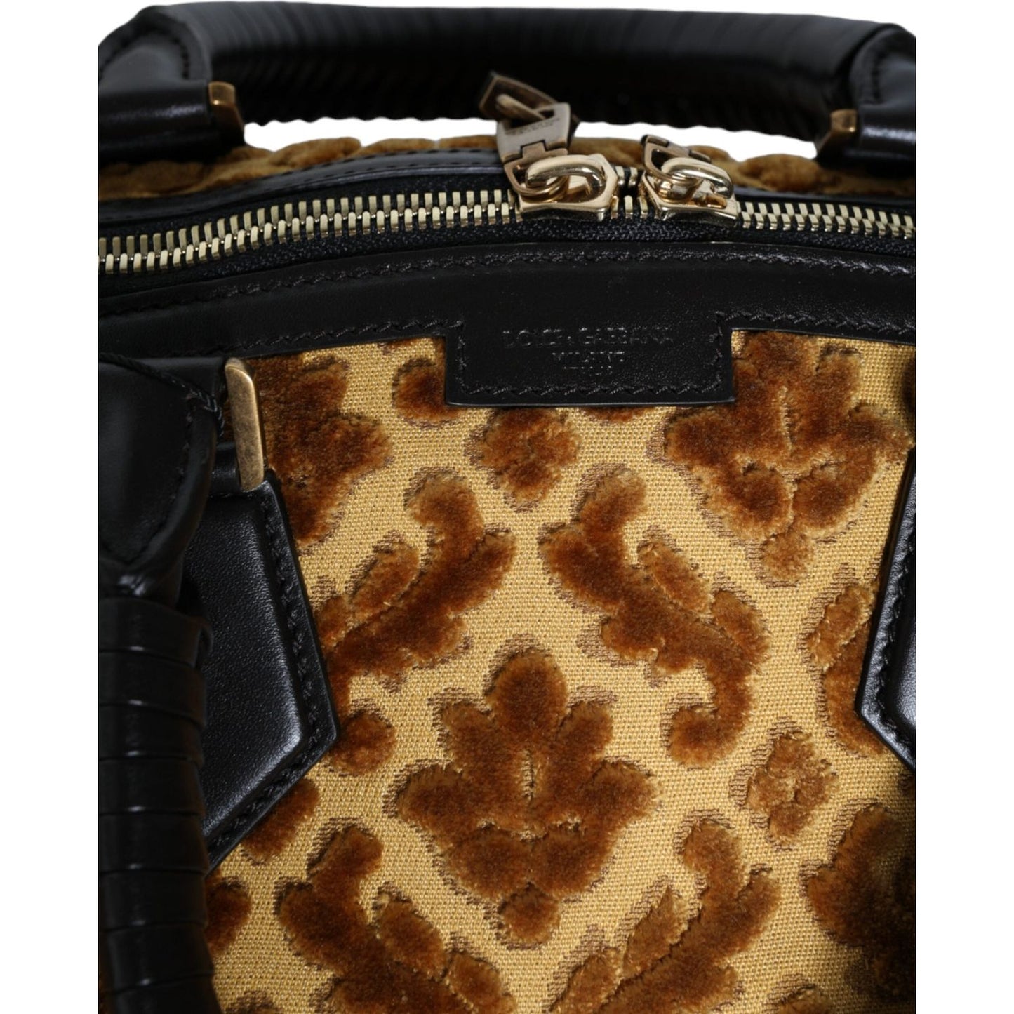 Dolce & Gabbana Beige Velvet Top Handle Shoulder Duffle Women Bag Dolce & Gabbana