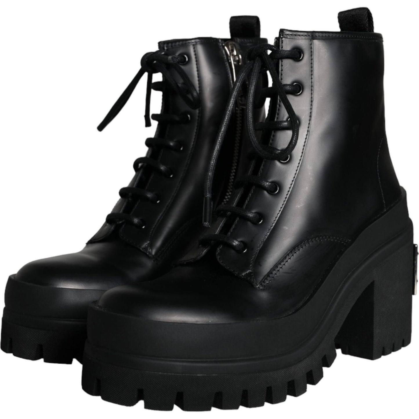 Dolce & Gabbana Black Lace Up Trekking Ankle Boots Men Shoes Dolce & Gabbana