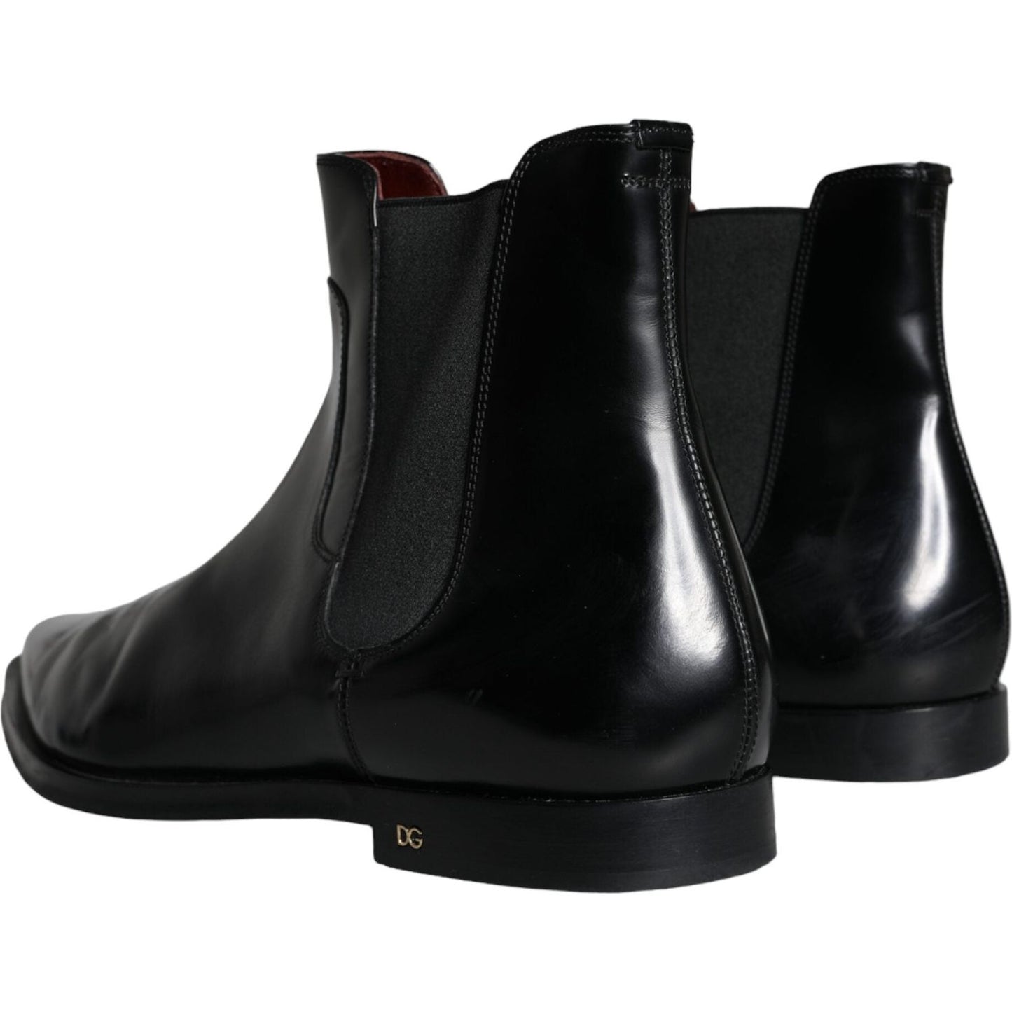 Dolce & Gabbana Black Leather Chelsea Ankle Boots Shoes Dolce & Gabbana