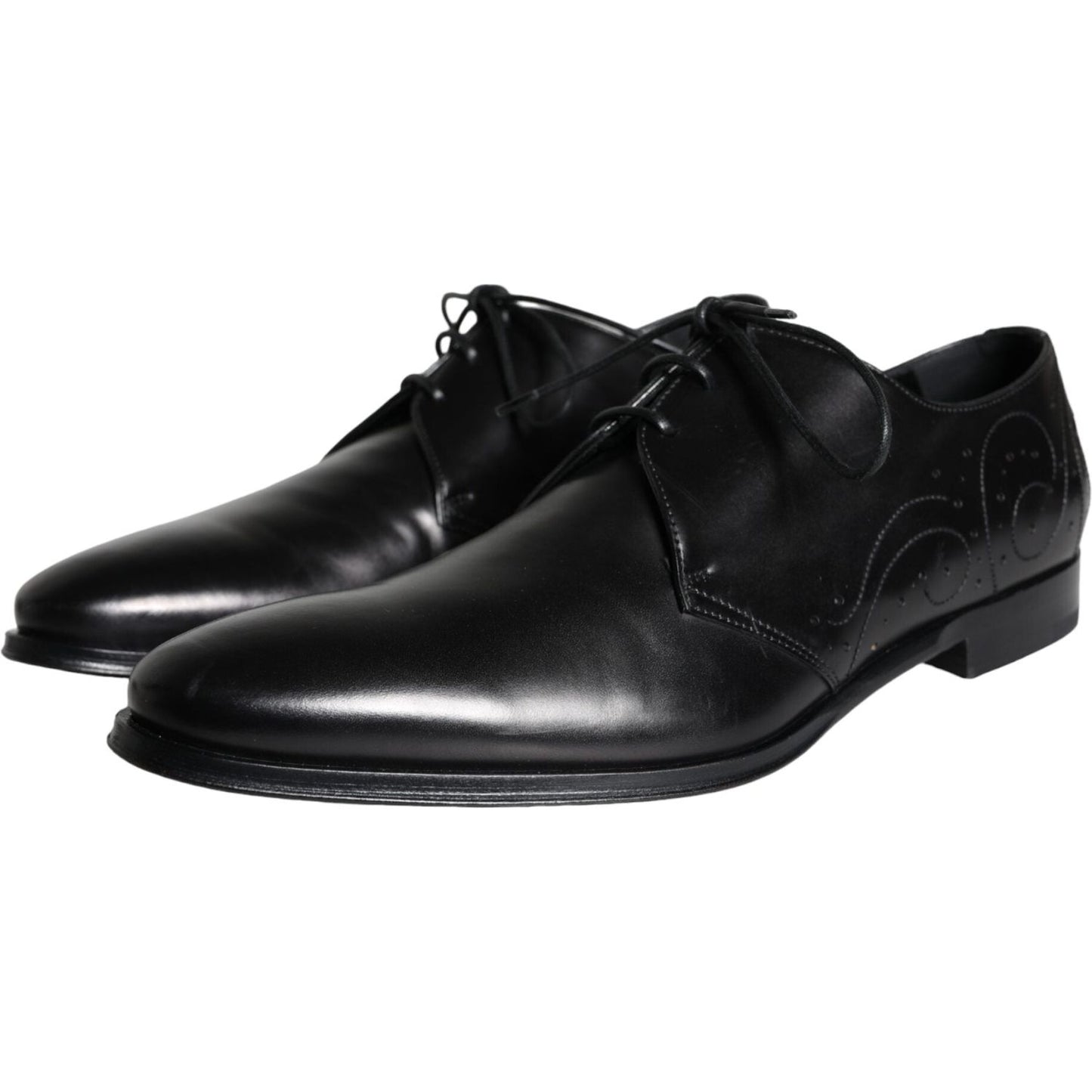 Dolce & Gabbana Black Calfskin Leather Derby Men Dress Shoes Dolce & Gabbana