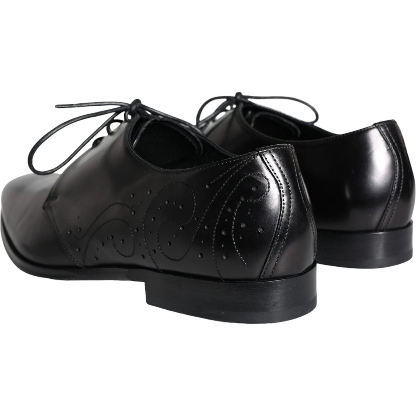 Dolce & Gabbana Black Calfskin Leather Derby Men Dress Shoes Dolce & Gabbana