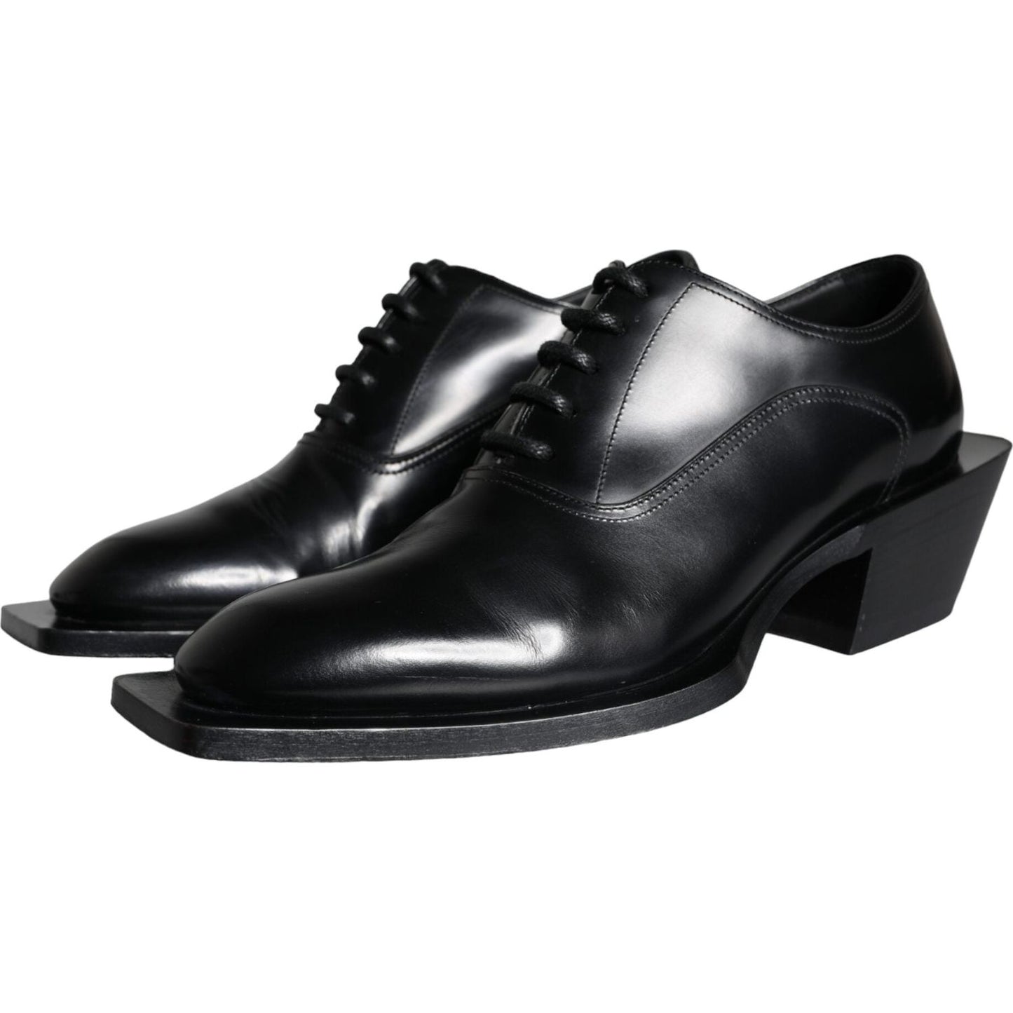 Dolce & Gabbana Black Calfskin Leather Derby Dress Men Shoes Dolce & Gabbana