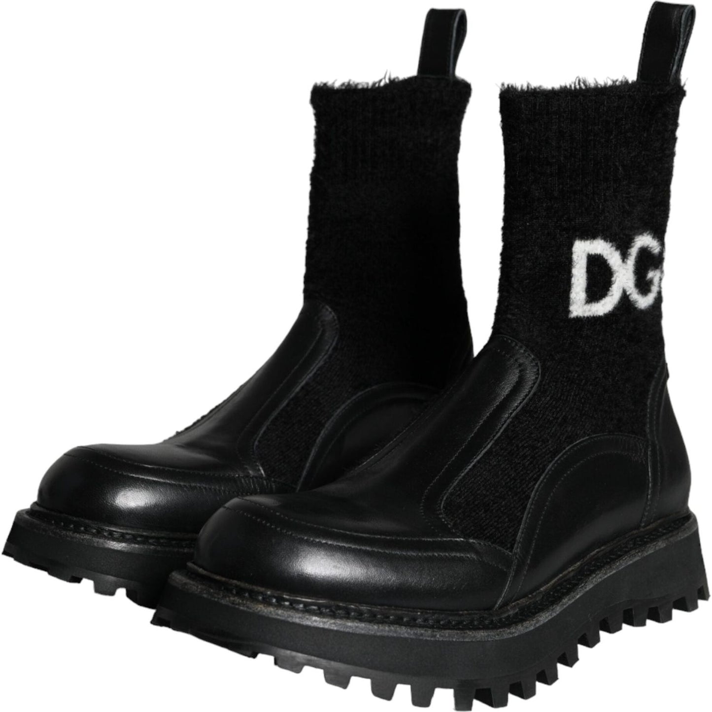 Dolce & Gabbana Black DG Logo Horse Sock Ankle Boots Shoes Dolce & Gabbana