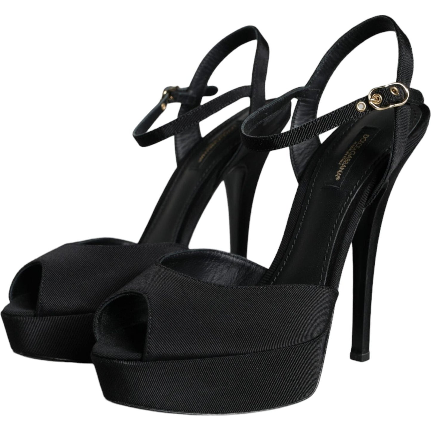 Dolce & Gabbana Black Leather Platform Heels Sandals Shoes Dolce & Gabbana