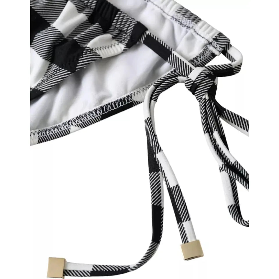 Dolce & Gabbana Black White Check Swimwear Beachwear Bottom Bikini Dolce & Gabbana