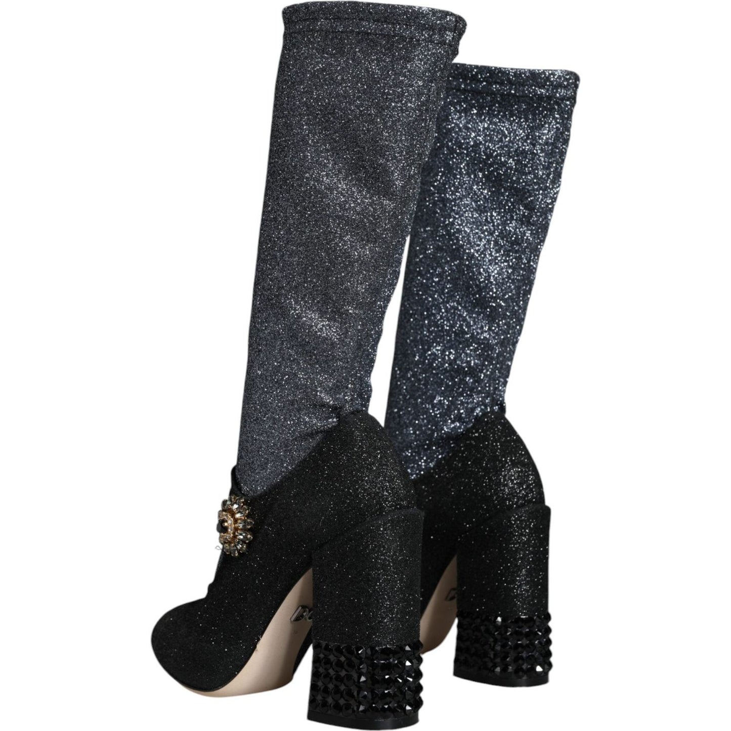 Dolce & Gabbana Black Crystal Mary Janes Booties Shoes Dolce & Gabbana