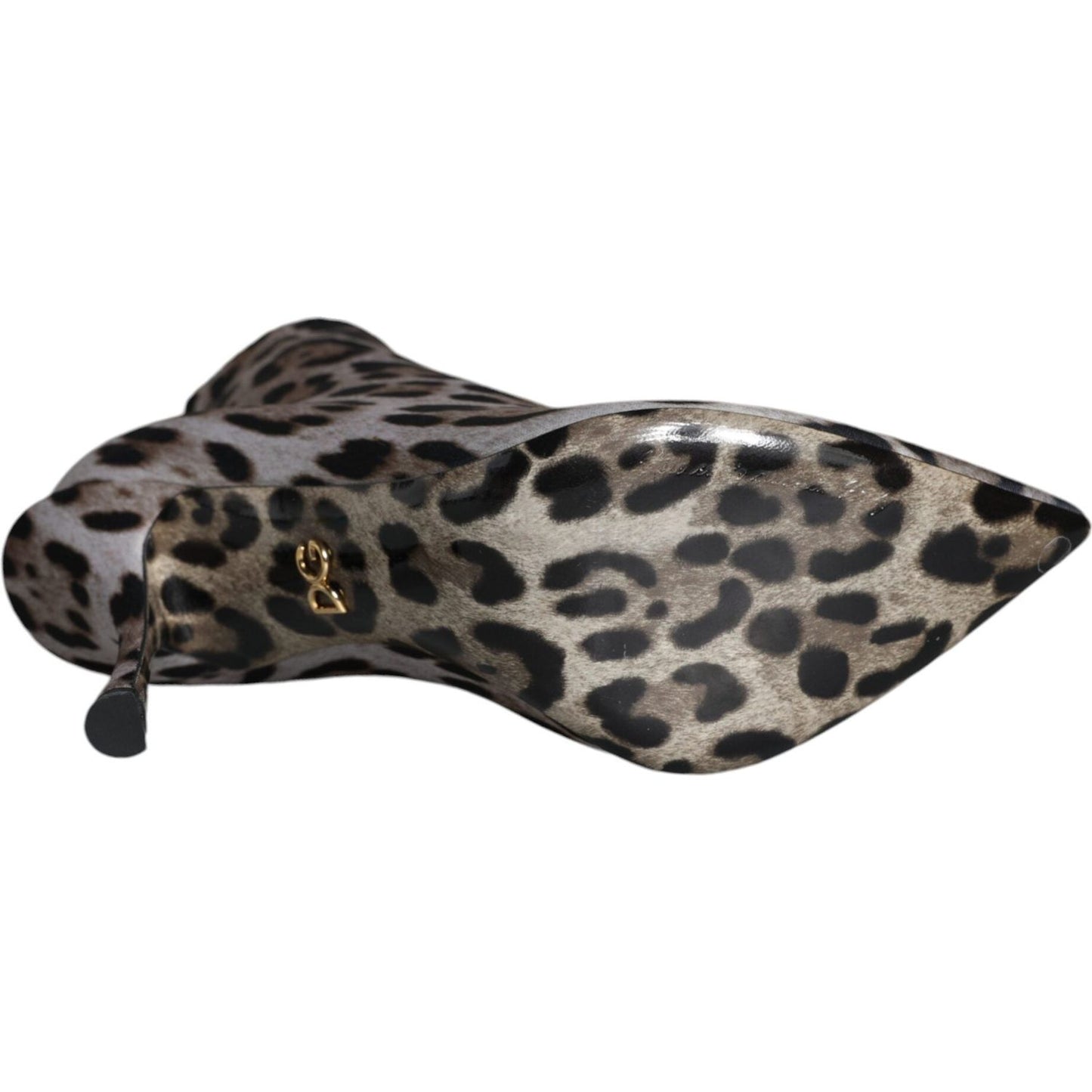 Dolce & Gabbana Gray Leopard Stretch Heels Ankle Boots Shoes Dolce & Gabbana