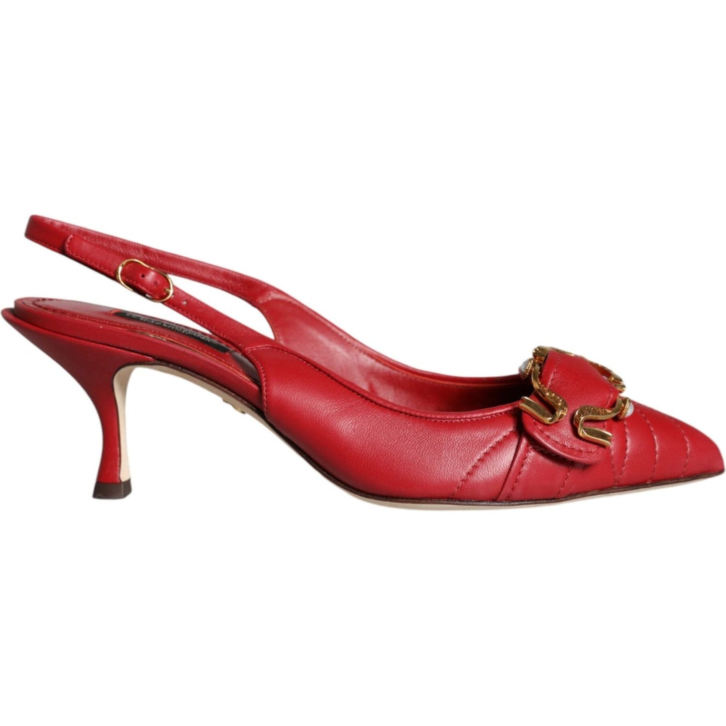 Dolce & Gabbana Red Devotion Leather Heels Slingback Shoes Dolce & Gabbana