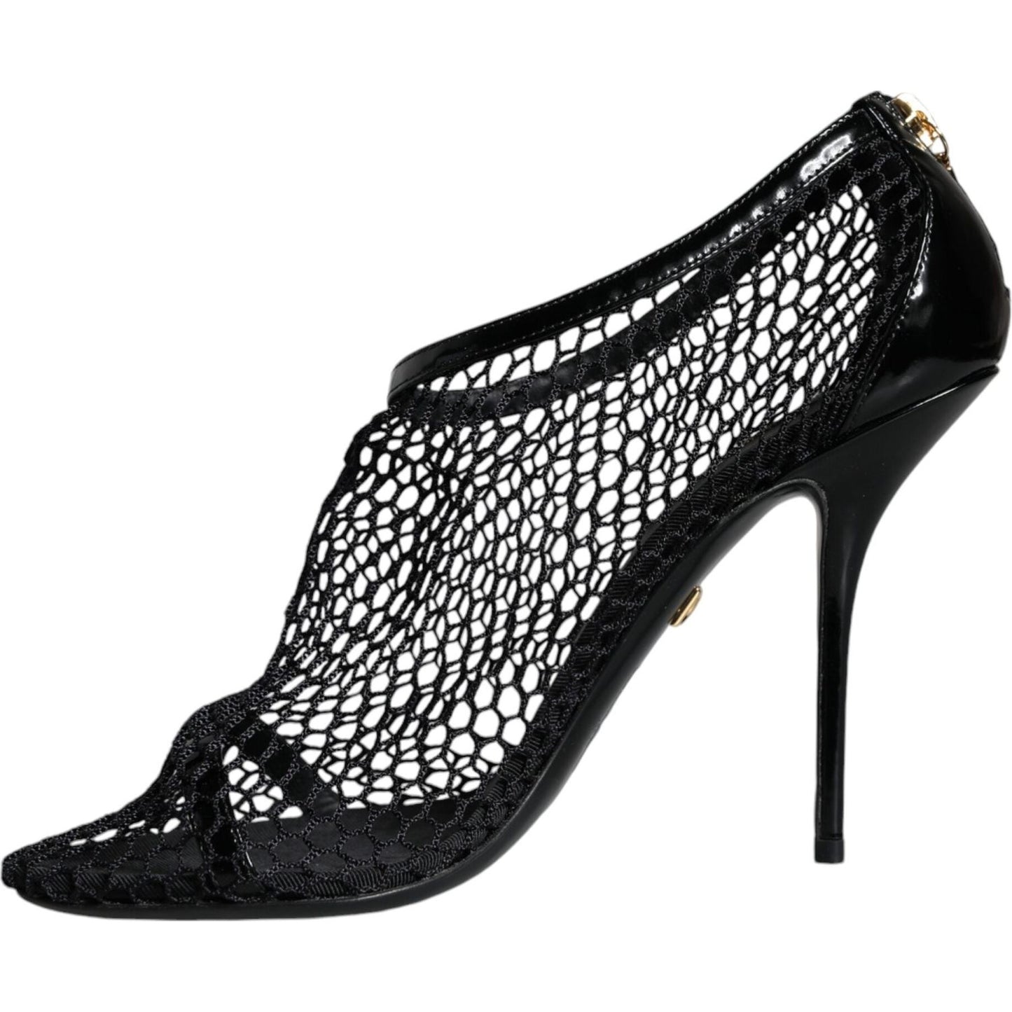 Dolce & Gabbana Black Mesh Leather Heels Keira Sandals Shoes Dolce & Gabbana